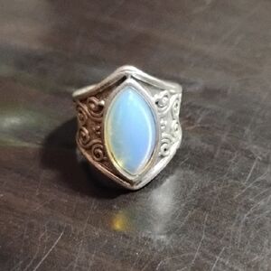 Opalite Marquise Stone Gothic Style Silver Tone Fashion Jewelry Ring Size 7
